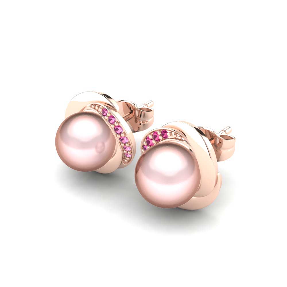 Turmalina rosa Pendiente de mujer Stelina Ø8 mm