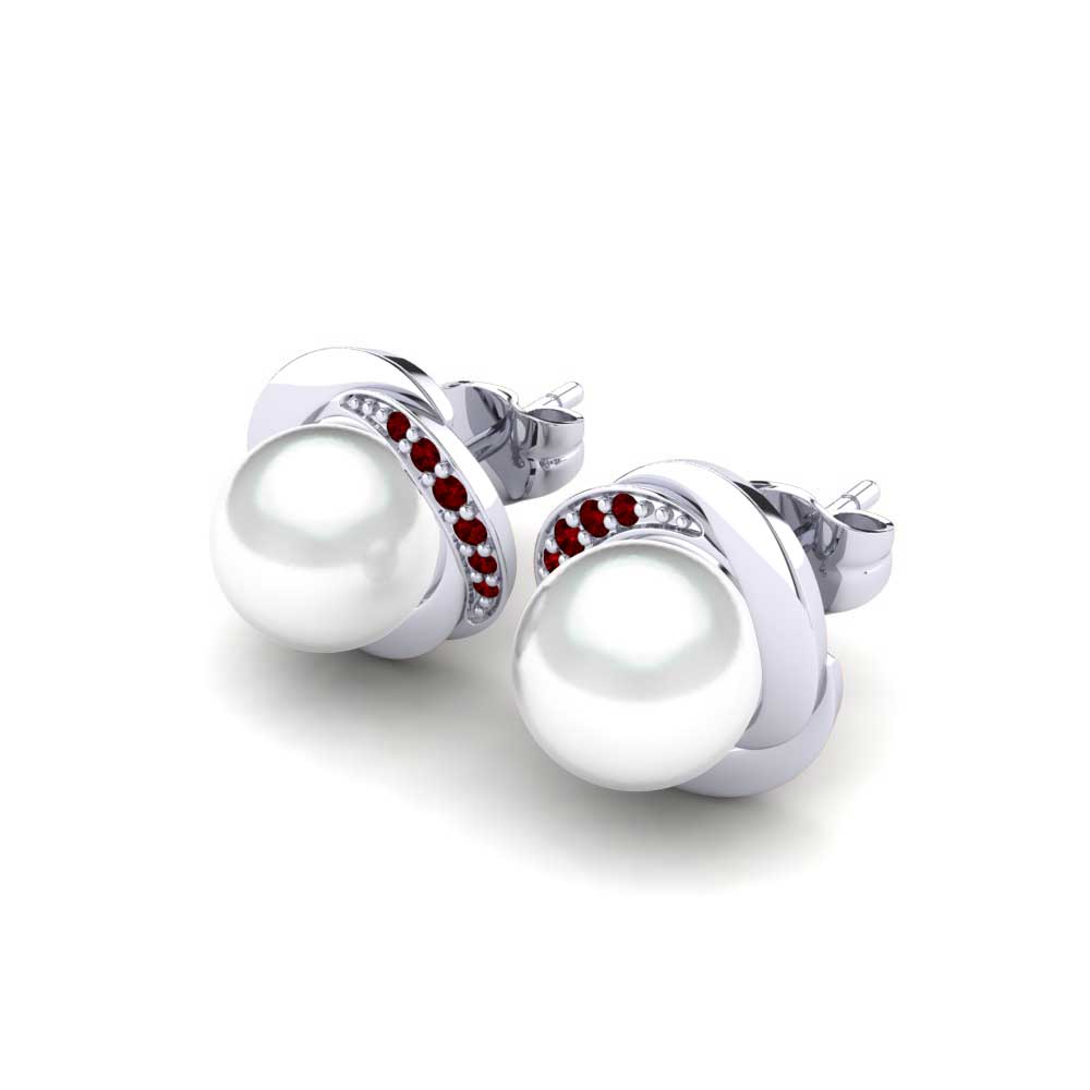 9ct White Gold Ruby Women's Earring Stelina Ø8 mm