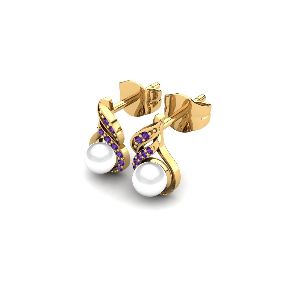 9k Oro Amarillo Amatista Pendiente de mujer Novalie Ø4 mm
