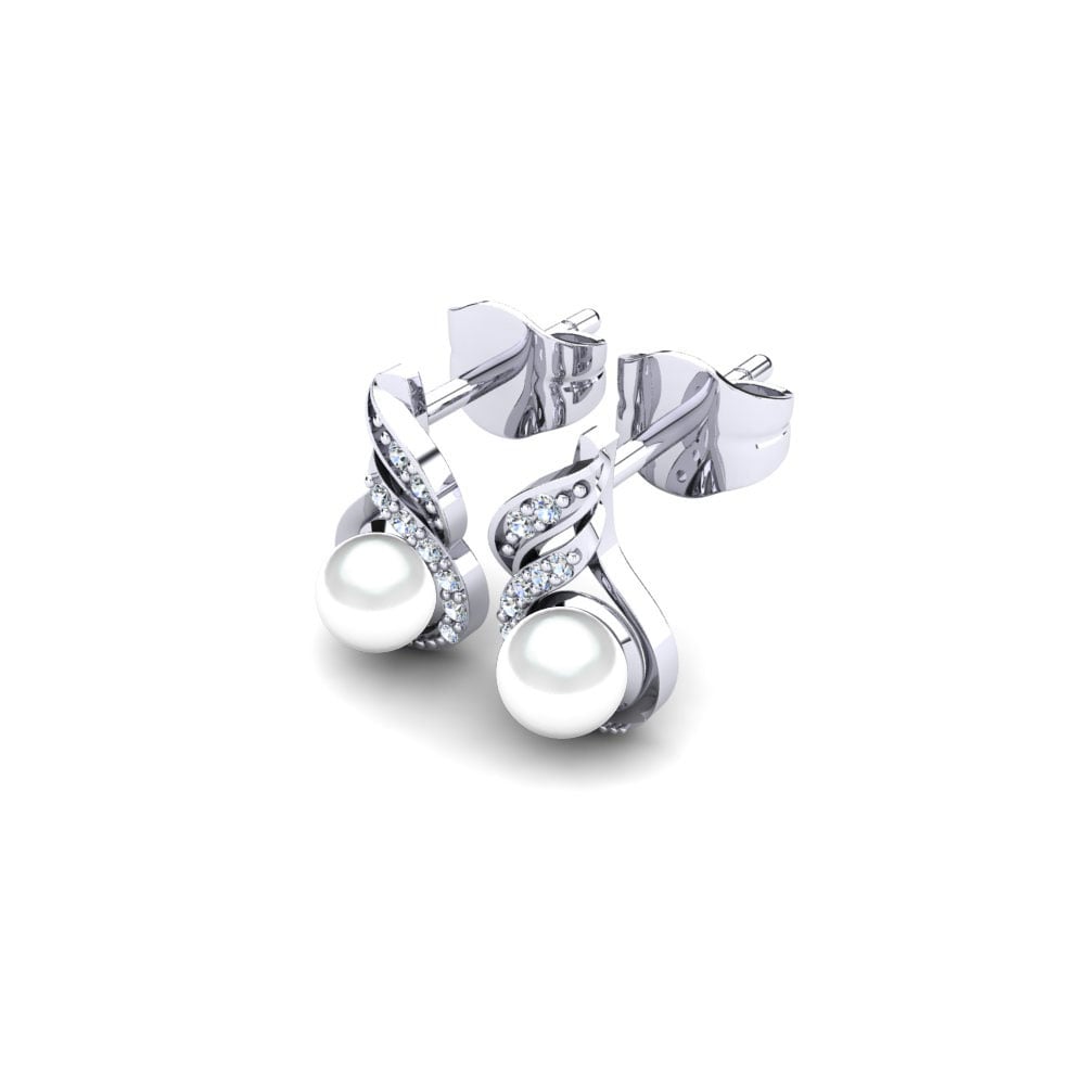 14ct White Gold White sapphire Women's Earring Novalie Ø4 mm