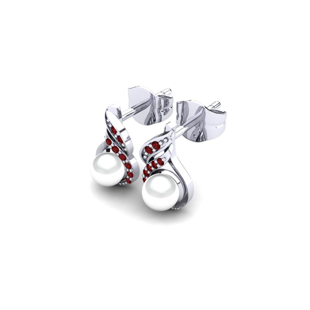 18k Oro Blanco Circonita Roja Pendiente de mujer Novalie Ø4 mm