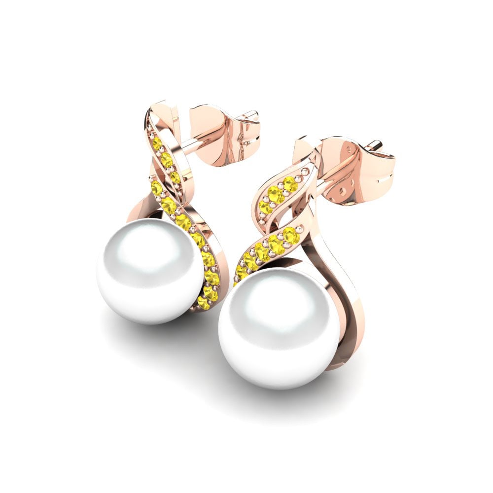 14ct Rose Gold Yellow Sapphire Women's Earring Novalie Ø8 mm