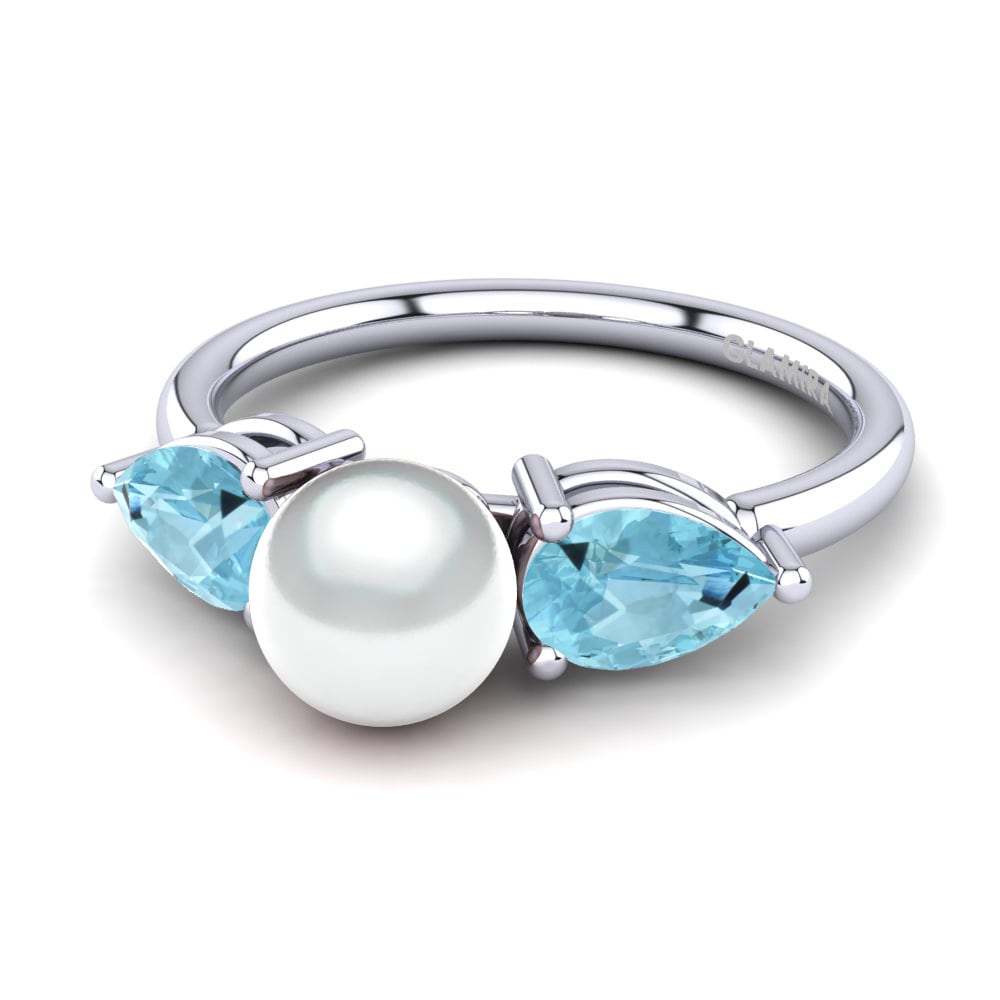 Cultured Pearls Aquamarine Engagement Rings