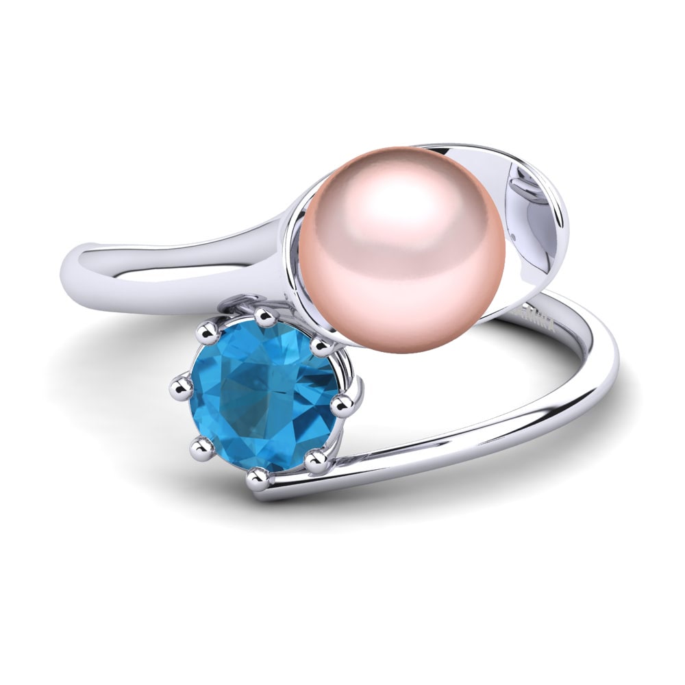 Topacio azul Anillo Leveria Ø8 mm