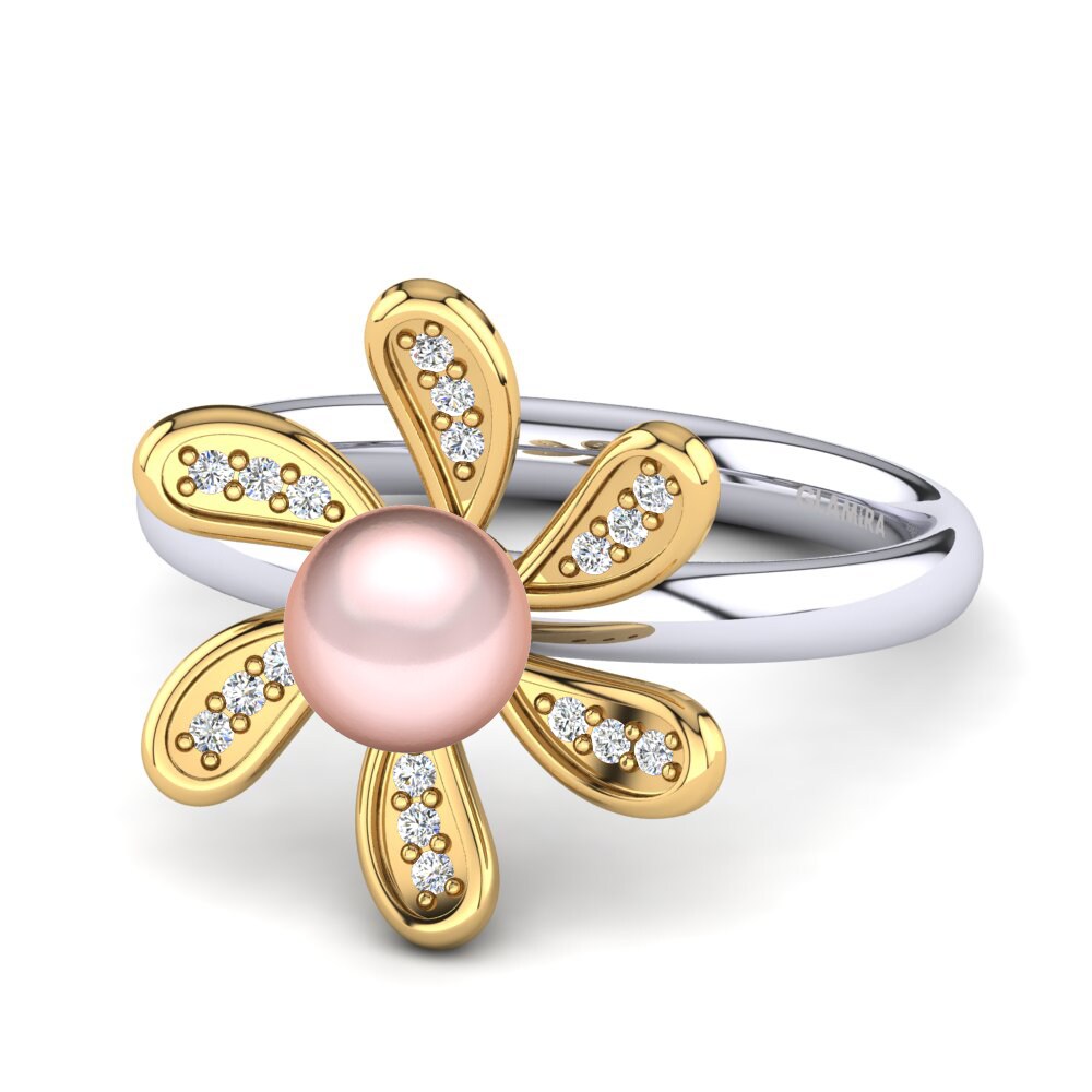 9k Oro Amarillo & Blanco Circonita Anillo Lorangelis Ø6 mm