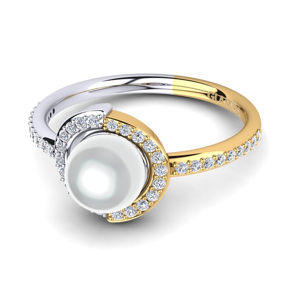 9k Oro Amarillo & Blanco Circonita Anillo Karmarie Ø6 mm