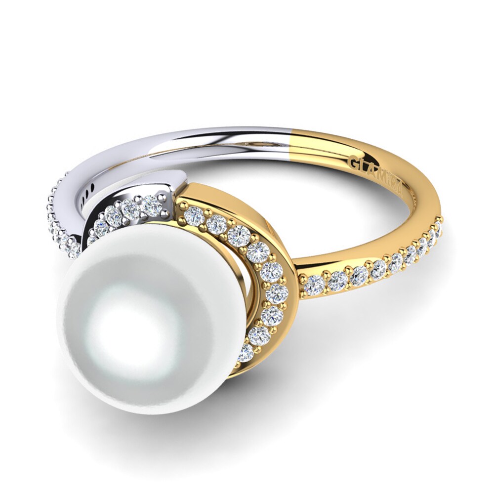 9k Oro Amarillo & Blanco Circonita Anillo Karmarie Ø8 mm