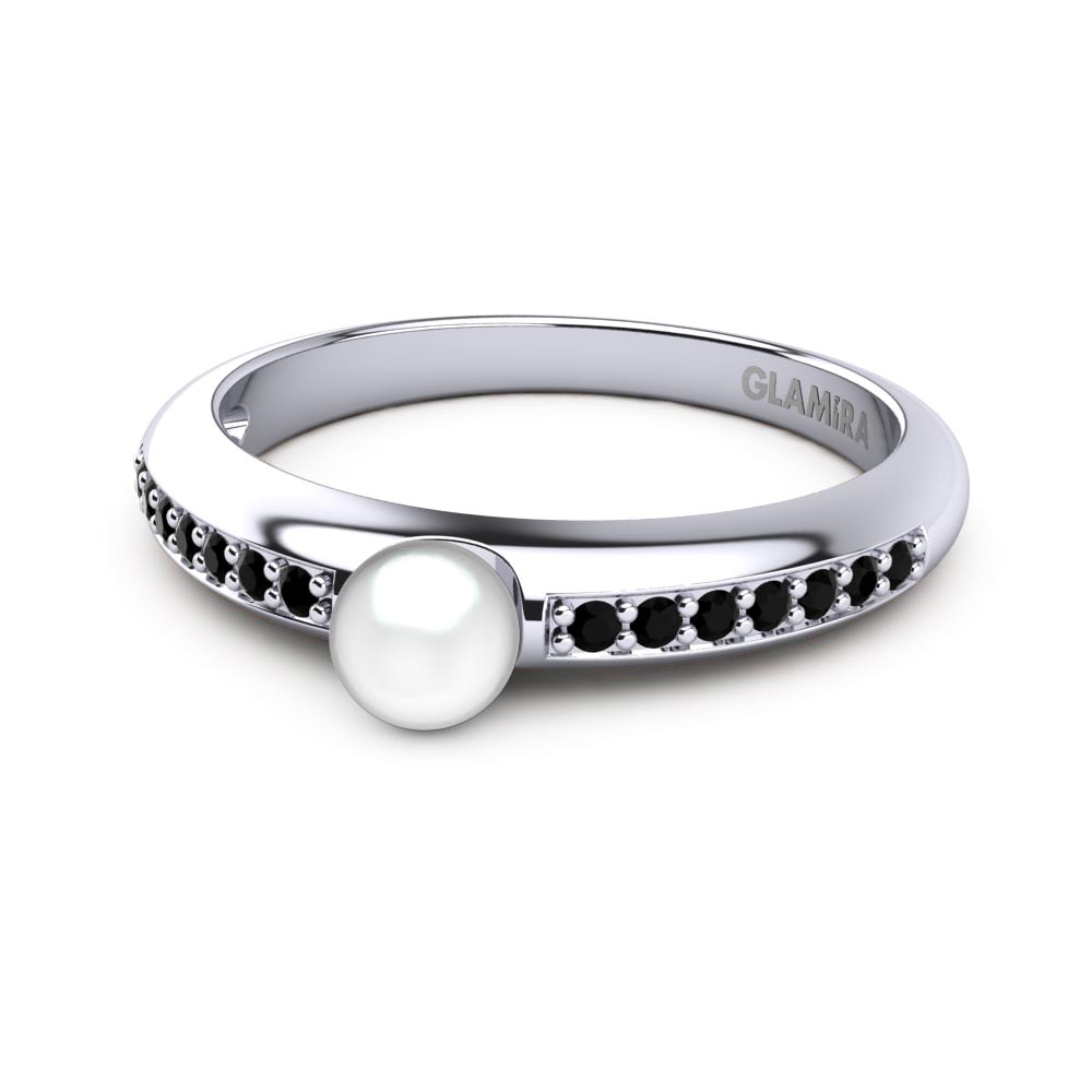 Cultured Pearls Black Diamond Engagement Rings