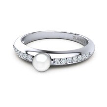 Cultured Pearls 585 White Gold Engagement Rings