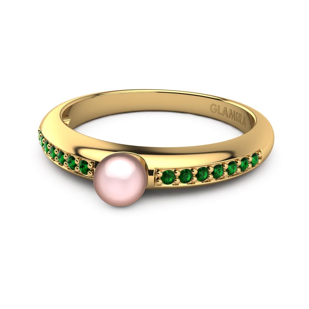 Bagues Or Jaune 18k Zircone Vert Perles