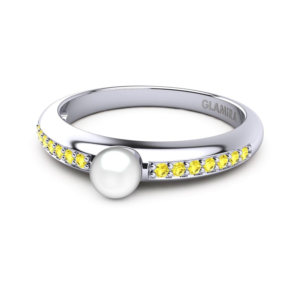 Cultured Pearls Yellow Sapphire Engagement Rings
