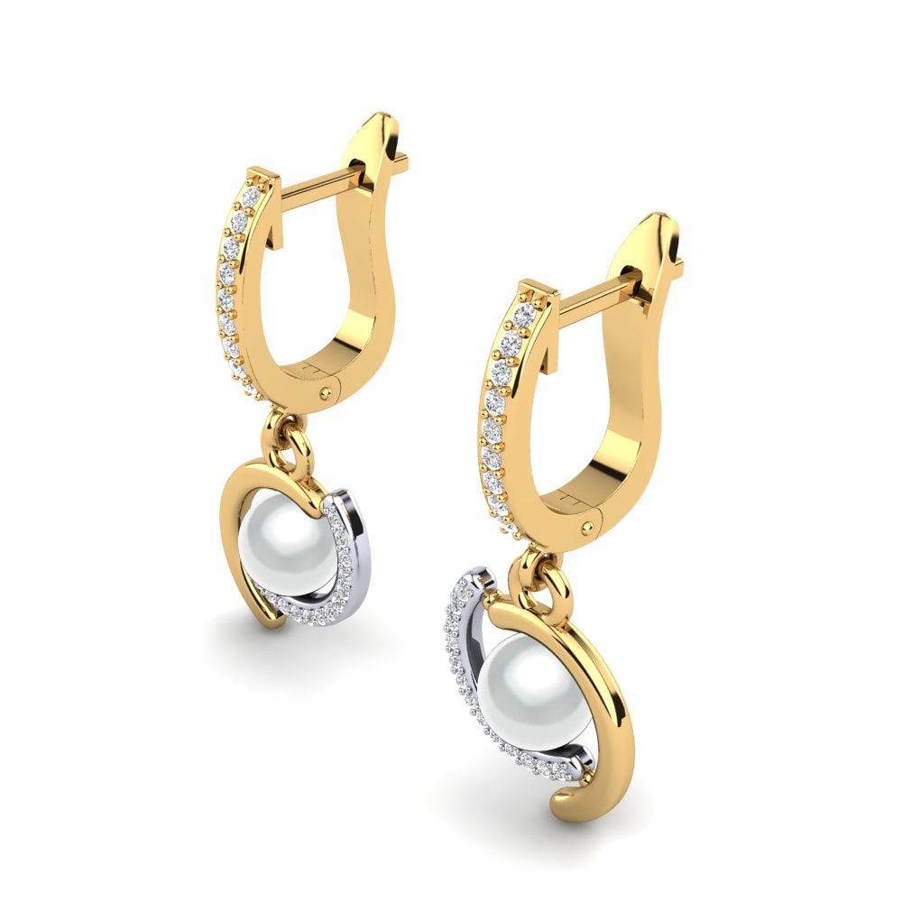 14k Oro Amarillo & Blanco Zafiro blanco Pendiente de mujer Marsena Ø6 mm