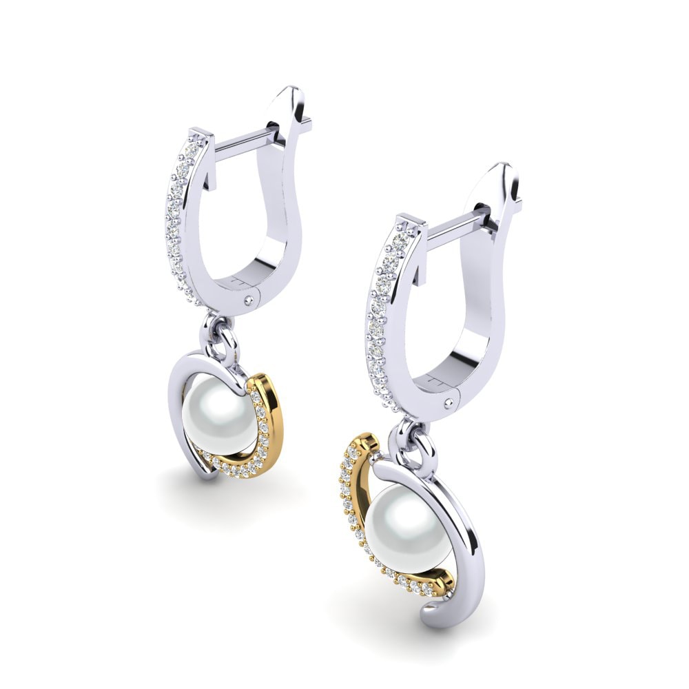 18ct White & Yellow Gold Lab Grown Diamond Women's Earring Marsena Ø6 mm