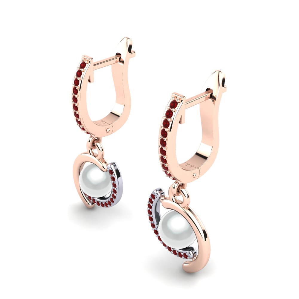 9k Oro Rosa & Blanco Rubí Pendiente de mujer Marsena Ø6 mm
