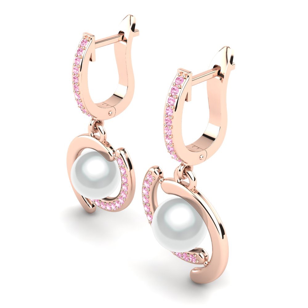 14k Oro Rosa Zafiro Rosado Pendiente de mujer Marsena Ø8 mm