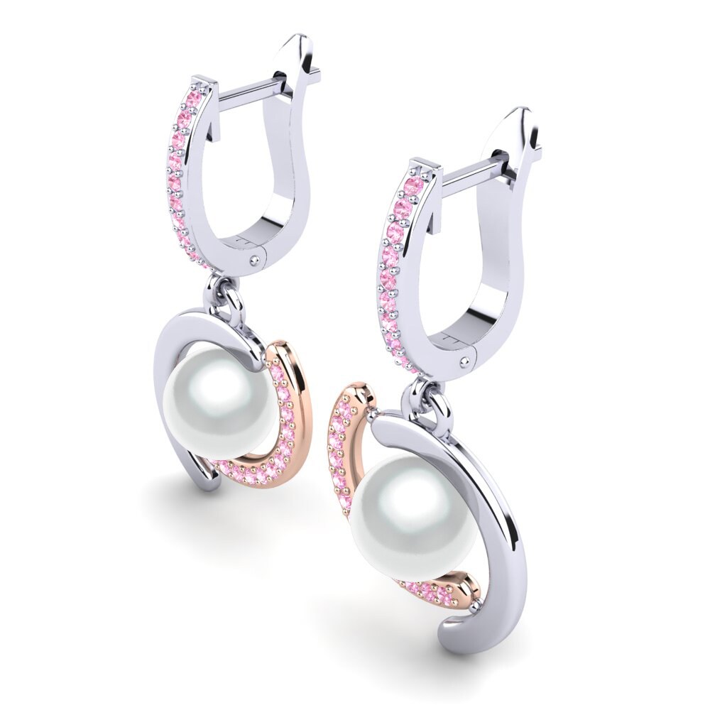 14k Oro Blanco & Rosa Zafiro Rosado Pendiente de mujer Marsena Ø8 mm