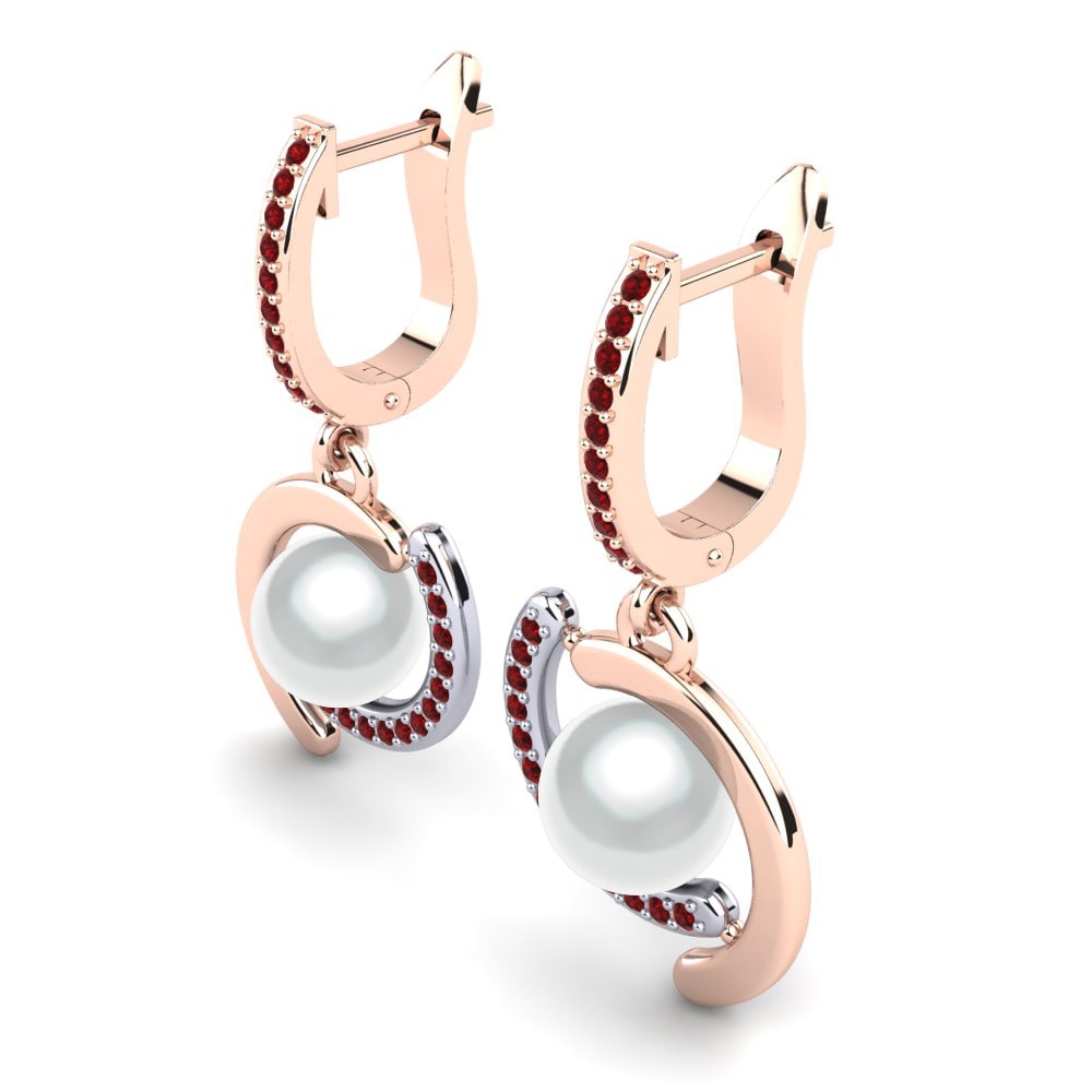9k Oro Rosa & Blanco Circonita Roja Pendiente de mujer Marsena Ø8 mm