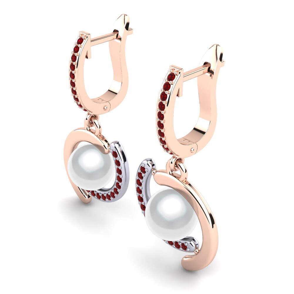 9k Oro Rosa & Blanco Rubí Pendiente de mujer Marsena Ø8 mm