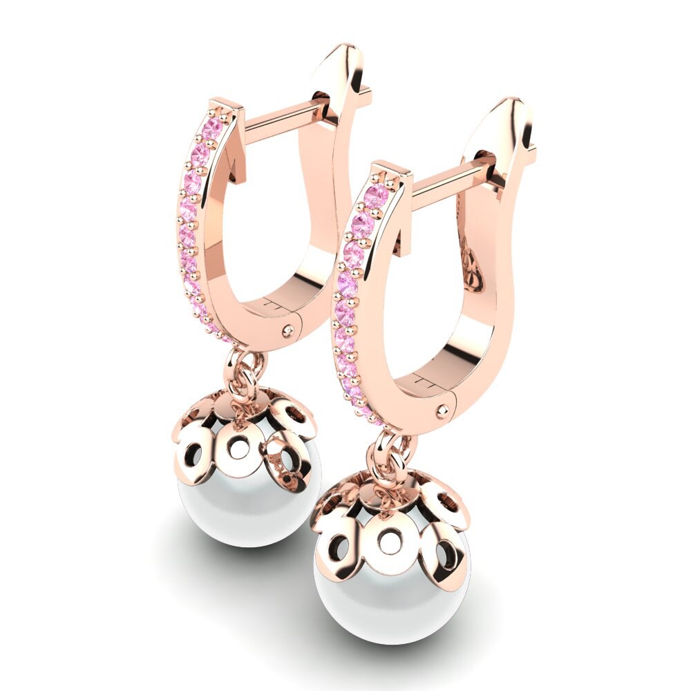 14k Oro Rosa Zafiro Rosado Pendiente de mujer Lilianka Ø8 mm