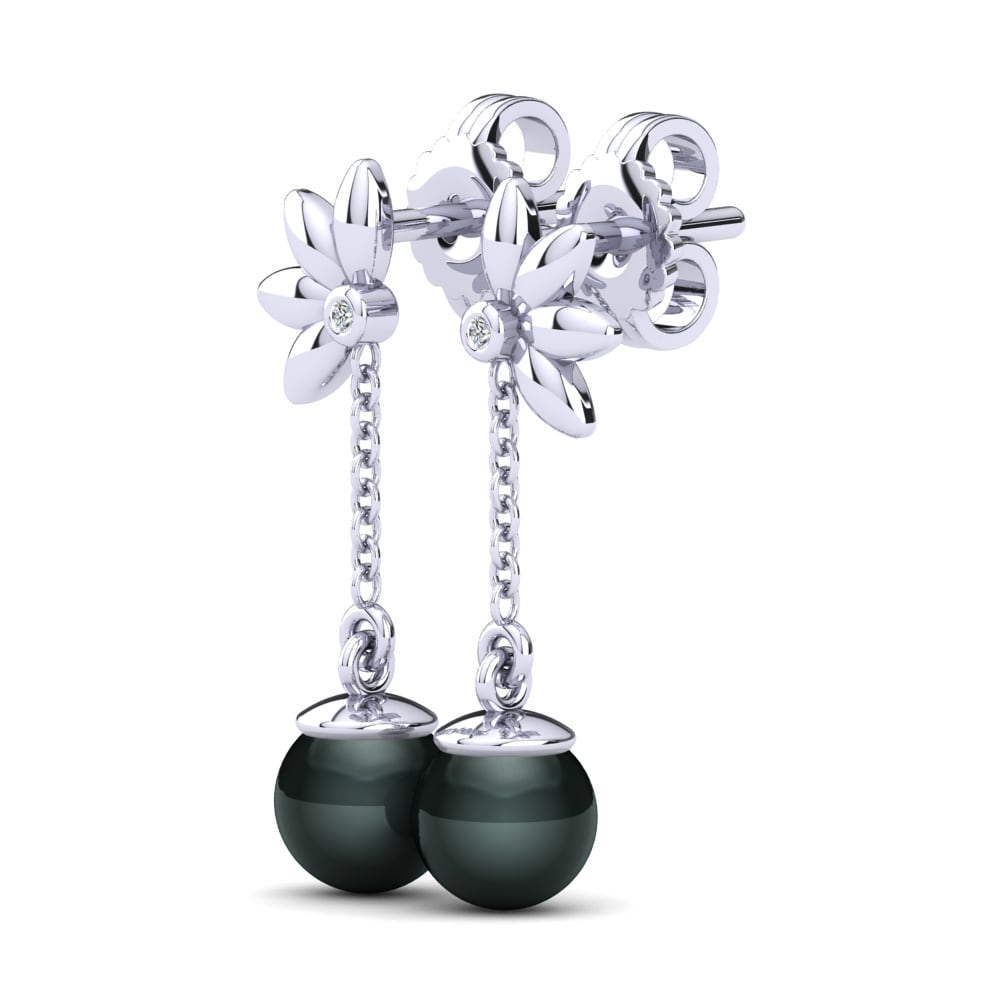 9ct White Gold White sapphire Women's Earring Levonia Ø6 mm