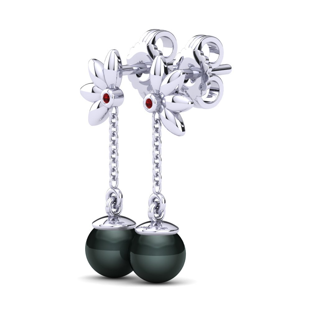 9ct White Gold Ruby Women's Earring Levonia Ø6 mm