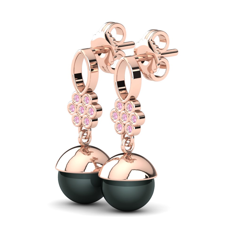 14k Oro Rosa Zafiro Rosado Pendiente de mujer Lettoria Ø8 mm