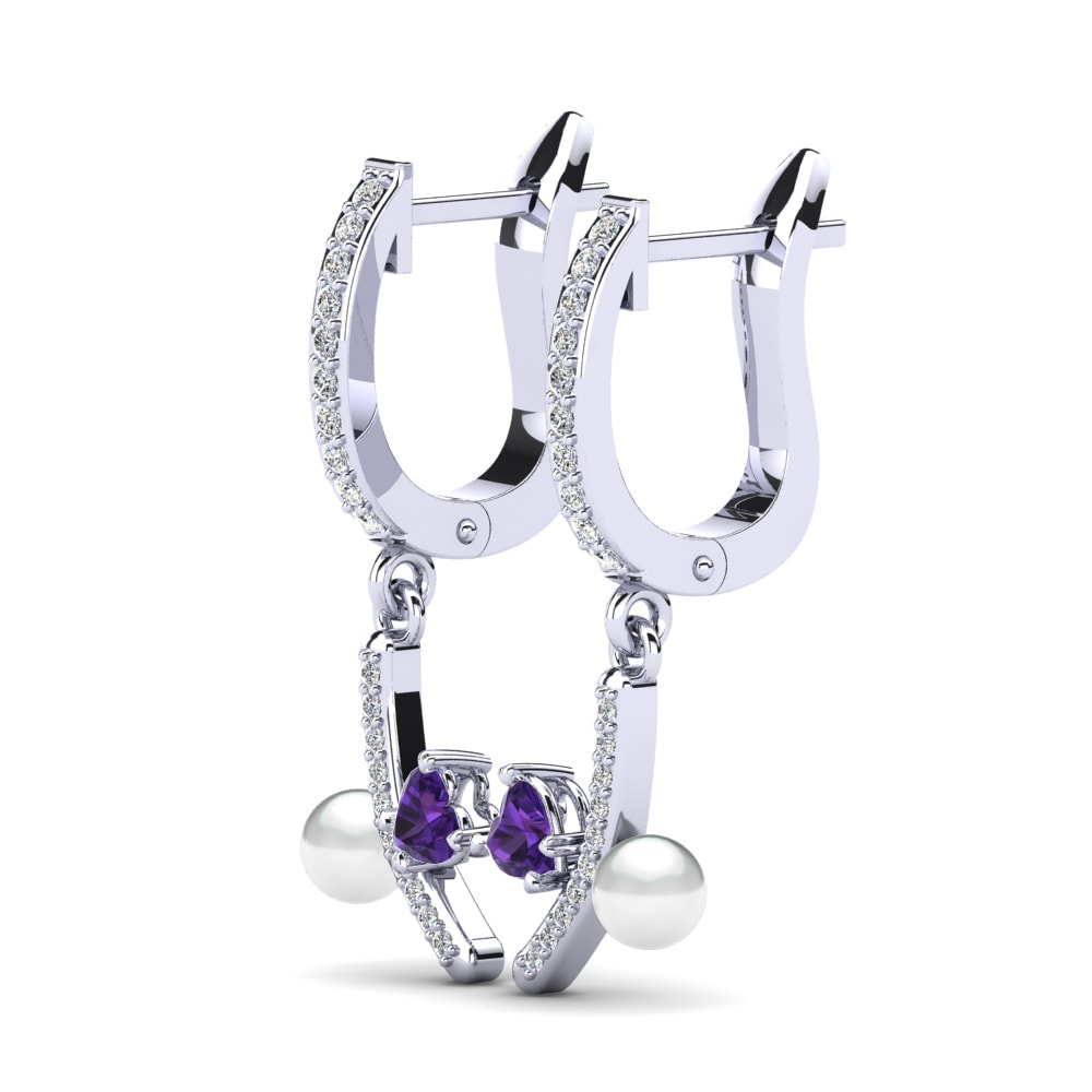 Corazón Amatista Pendiente de mujer Leronda Ø4 mm