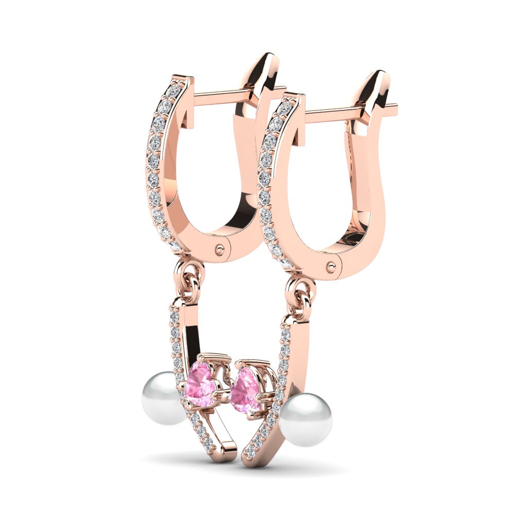14k Oro Rosa Zafiro Rosado Pendiente de mujer Leronda Ø4 mm
