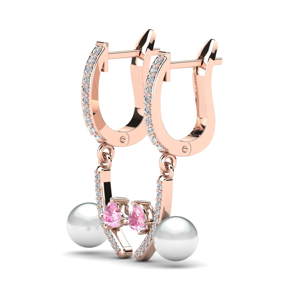 14k Oro Rosa Zafiro Rosado Pendiente de mujer Leronda Ø6 mm