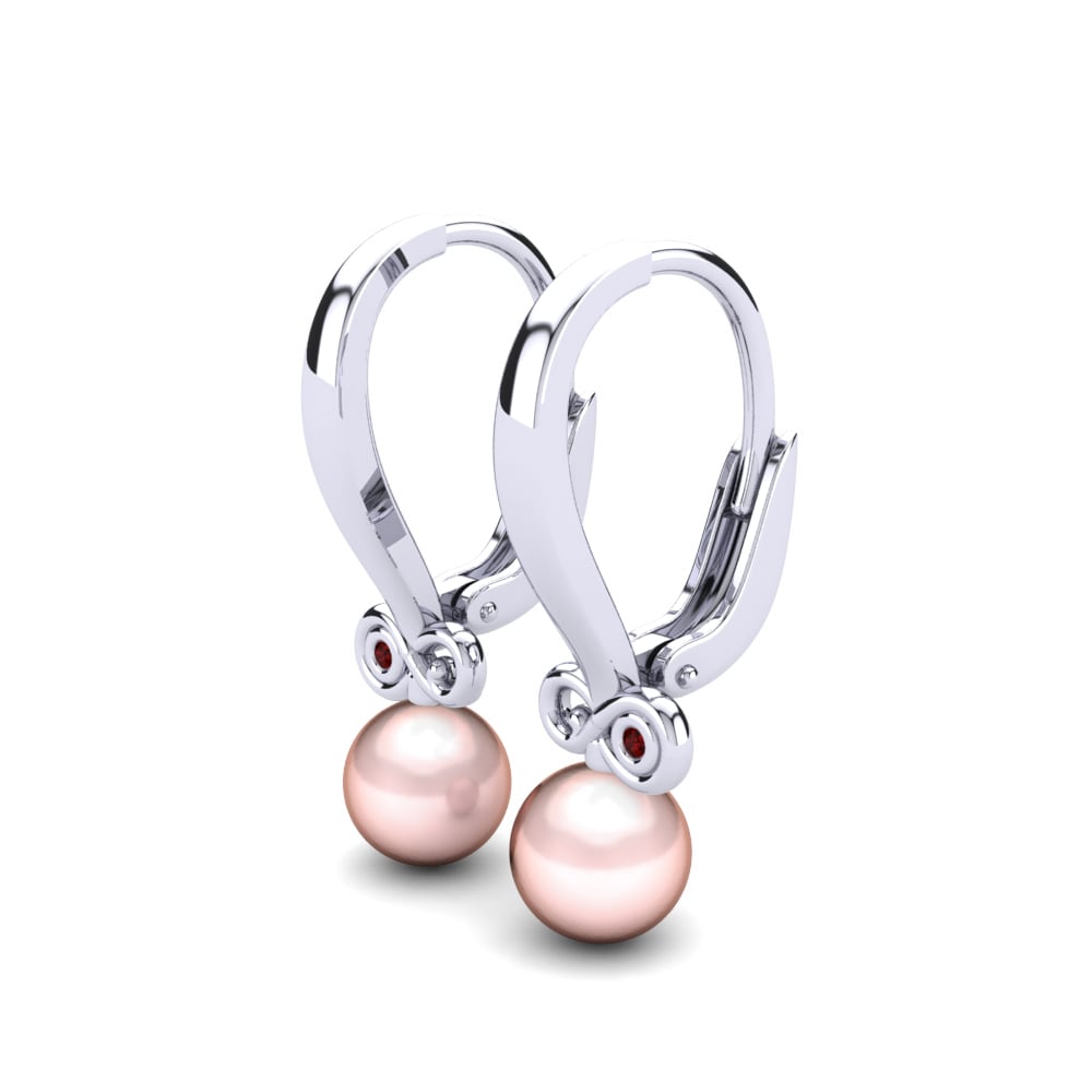 9ct White Gold Ruby Women's Earring Leonisa Ø6 mm