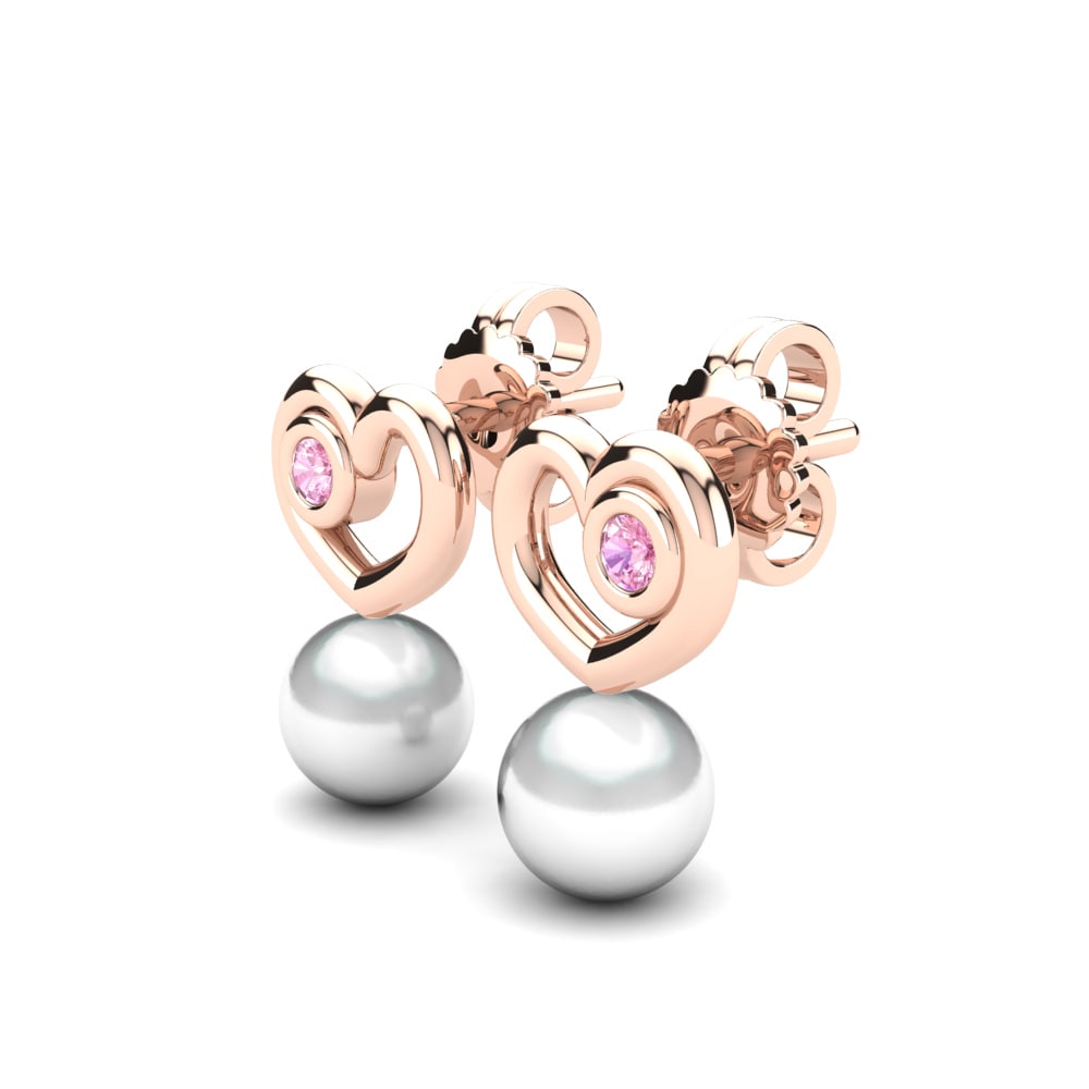 14k Oro Rosa Zafiro Rosado Pendiente de mujer Leonilda Ø6 mm