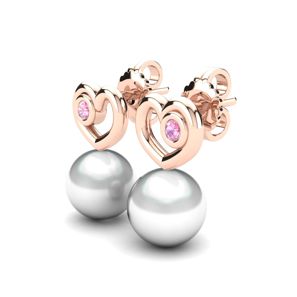 14k Oro Rosa Zafiro Rosado Pendiente de mujer Leonilda Ø8 mm