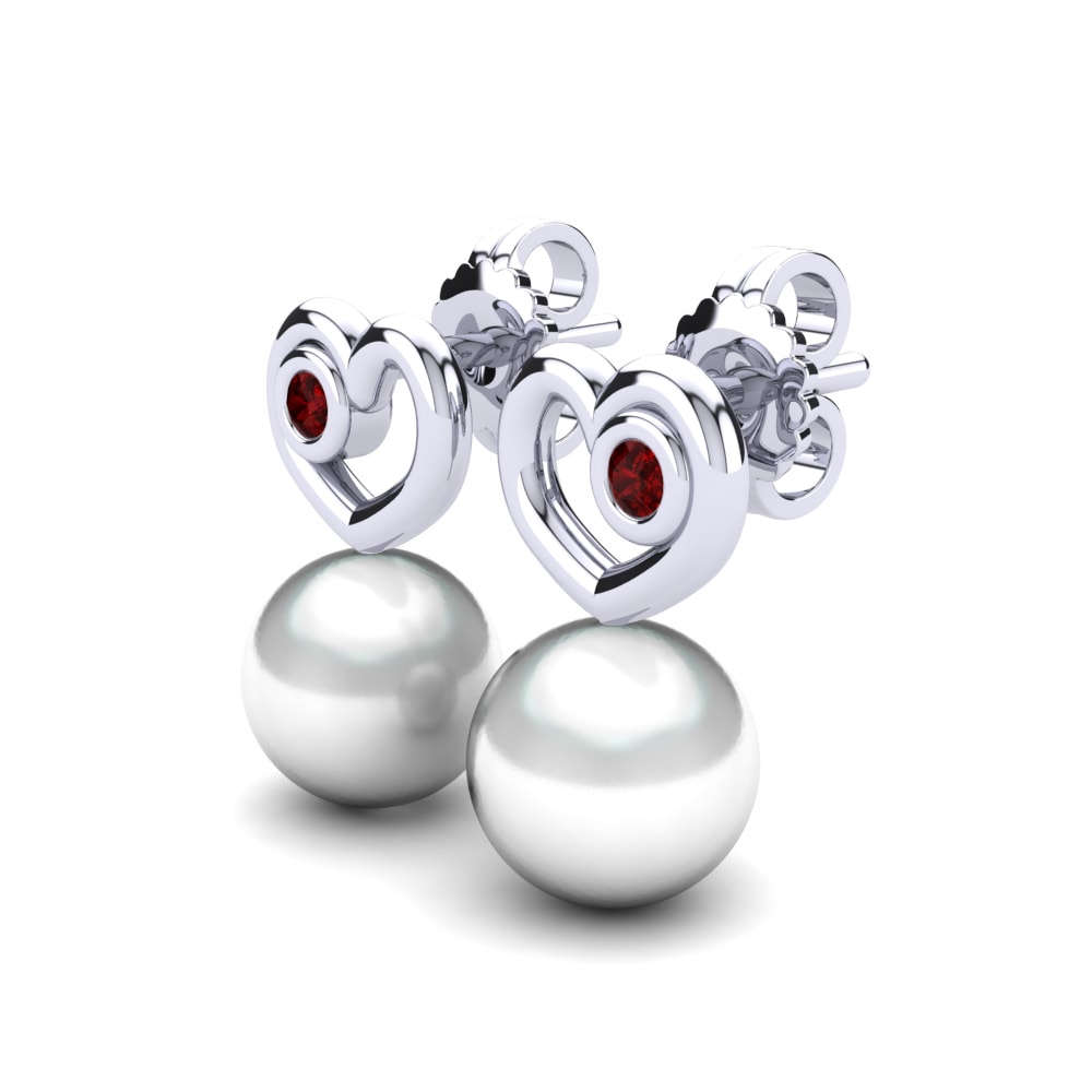 Red Zirconia Women's Earring Leonilda Ø8 mm
