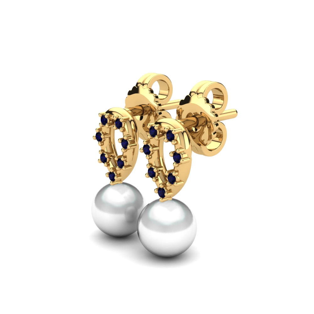 Dark Blue Zirconia Women's Earring Leokadia Ø6 mm