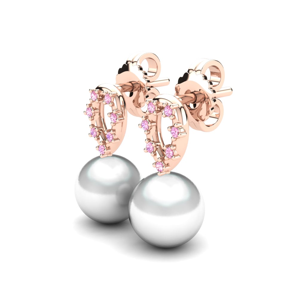 14k Oro Rosa Zafiro Rosado Pendiente de mujer Leokadia Ø8 mm