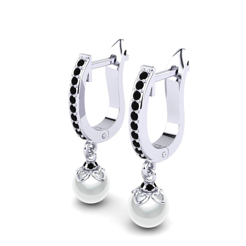 14k Oro Blanco Diamante Negro Pendiente de mujer Lanitra Ø6 mm