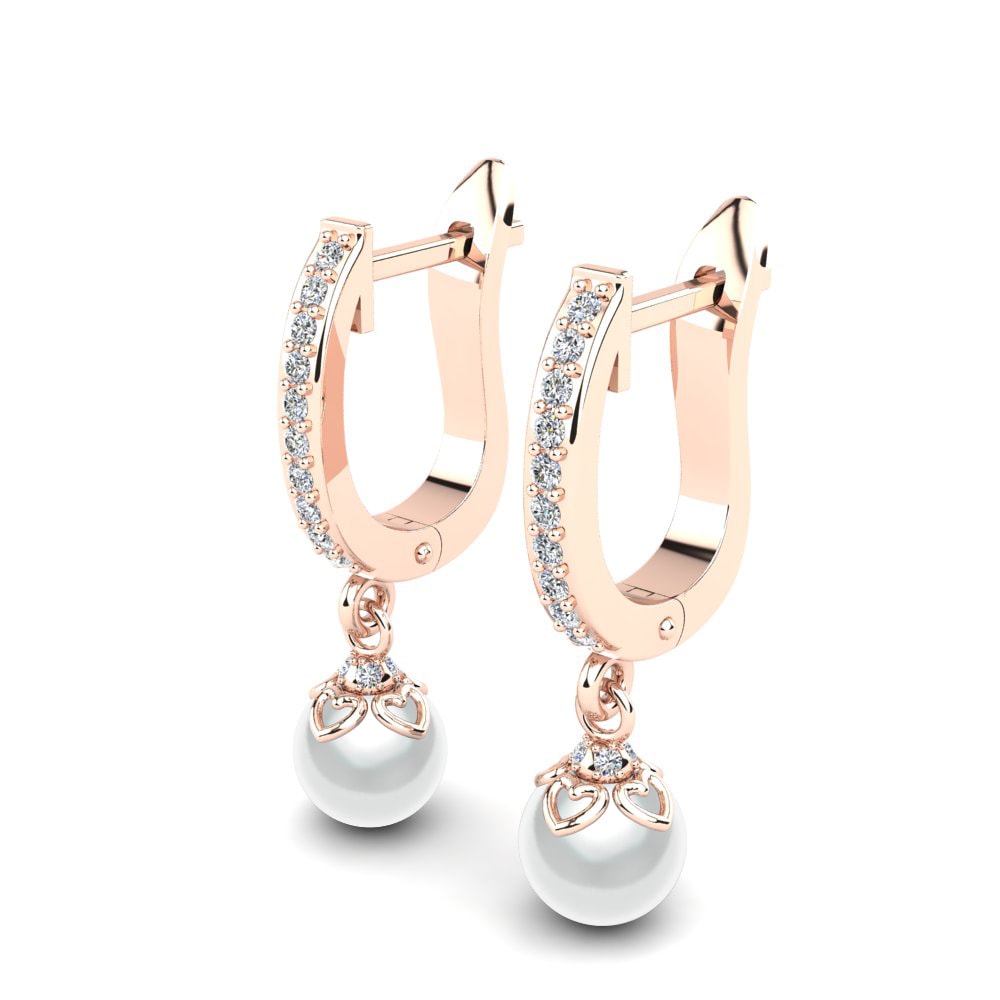 14k Oro Rosa Diamante cultivado en laboratorio Pendiente de mujer Lanitra Ø6 mm