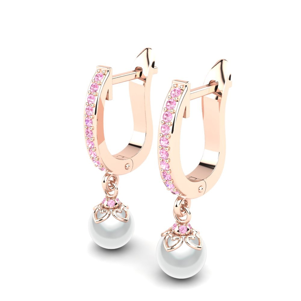 14k Oro Rosa Zafiro Rosado Pendiente de mujer Lanitra Ø6 mm