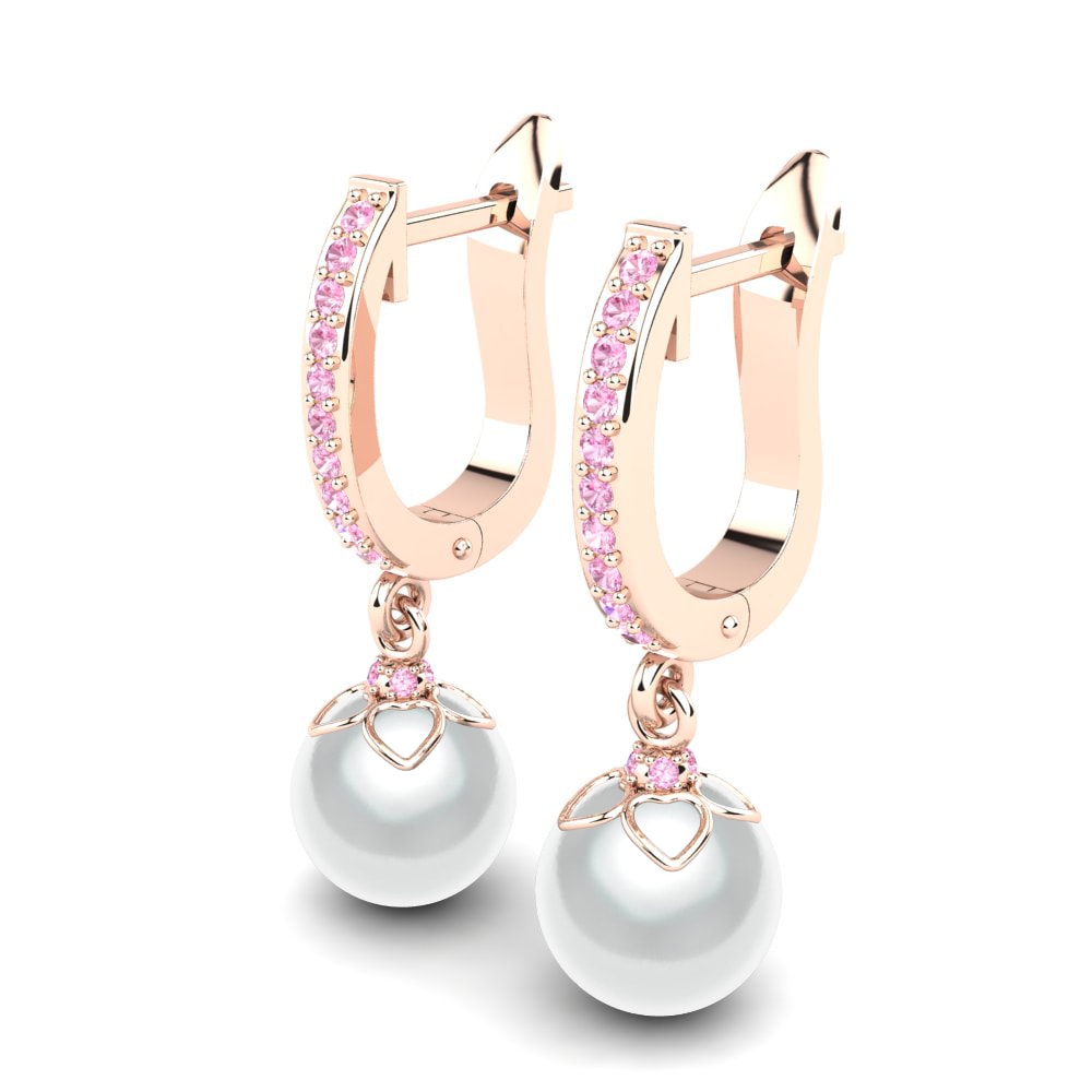 14k Oro Rosa Zafiro Rosado Pendiente de mujer Lanitra Ø8 mm