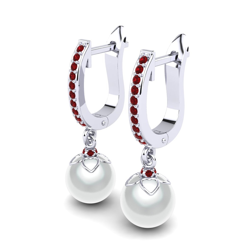 White Silver Ruby Women's Earring Lanitra Ø8 mm