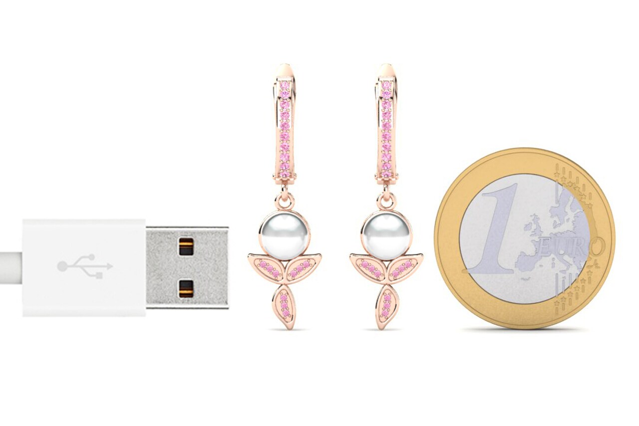 14k Oro Rosa Zafiro Rosado Pendiente de mujer Lalisha Ø6 mm