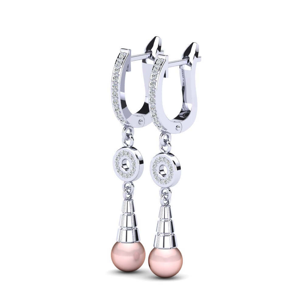 Plata 925 Zafiro blanco Pendiente de mujer Lalenia Ø6 mm