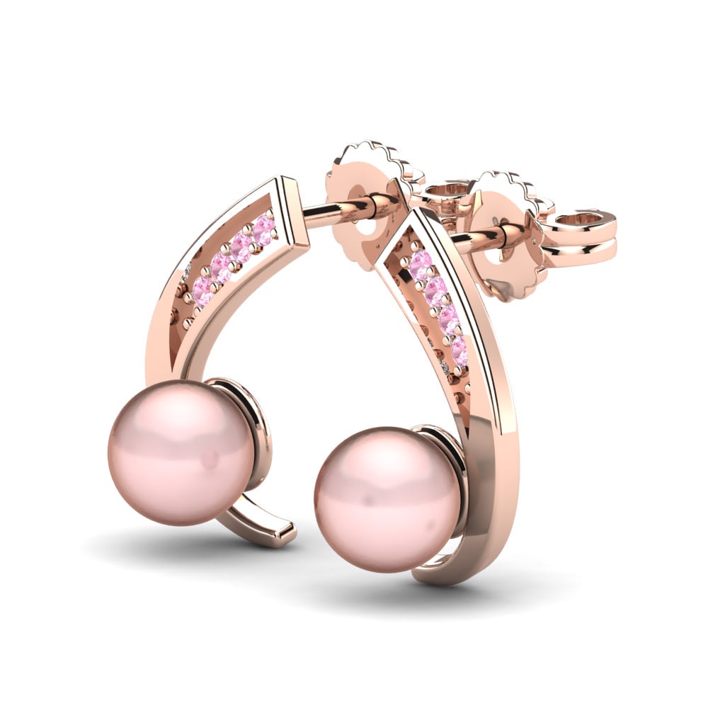14k Oro Rosa Zafiro Rosado Pendiente de mujer Lakemia Ø6 mm