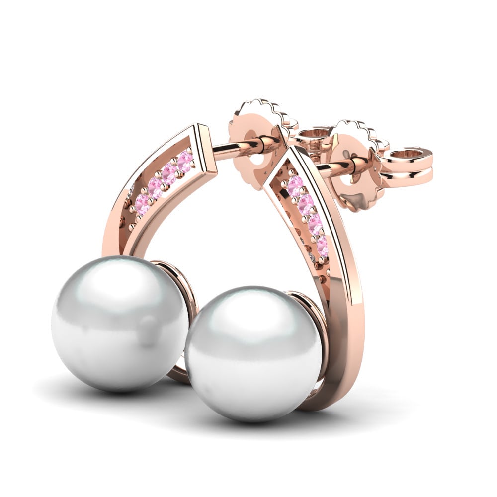 14k Oro Rosa Zafiro Rosado Pendiente de mujer Lakemia Ø8 mm