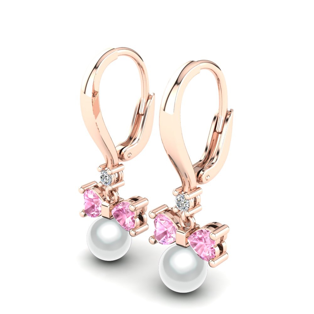 14k Oro Rosa Zafiro Rosado Pendiente de mujer Lajoya Ø6 mm