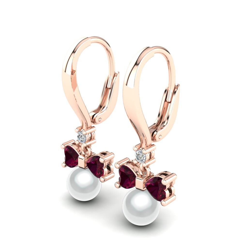 14k Oro Rosa Granate Rhodolite Pendiente de mujer Lajoya Ø6 mm