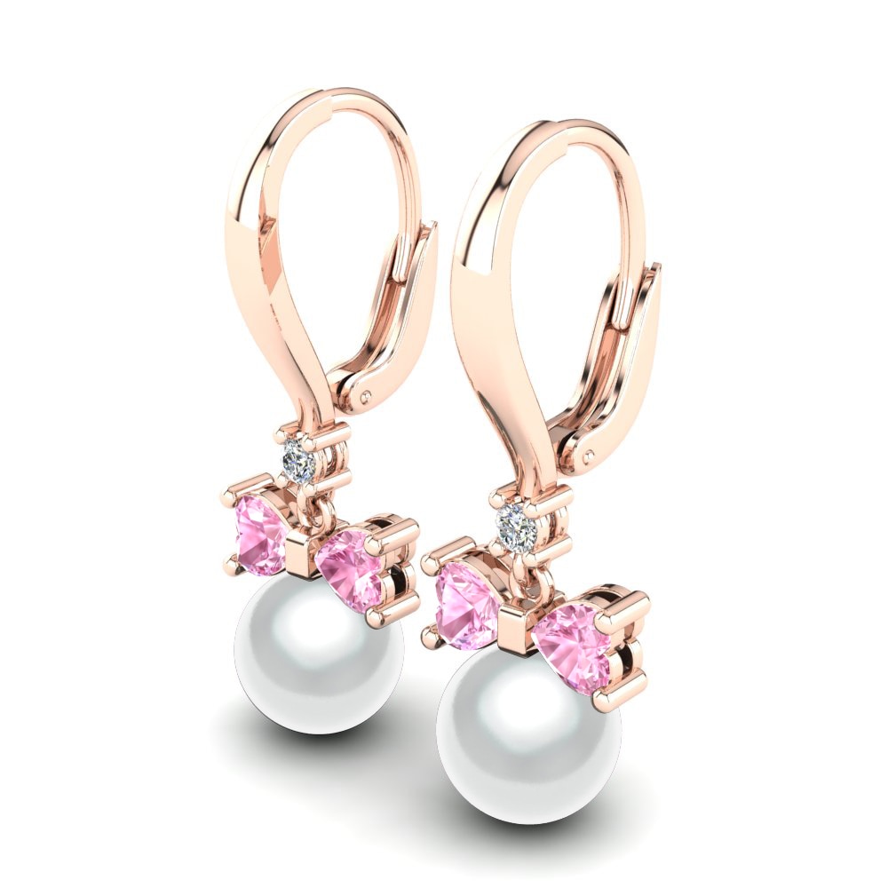 14k Oro Rosa Zafiro Rosado Pendiente de mujer Lajoya Ø8 mm