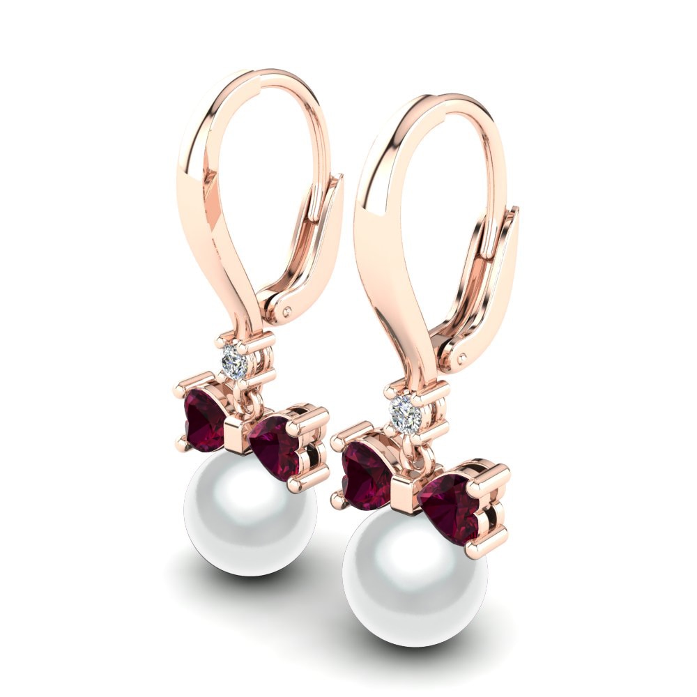14k Oro Rosa Granate Rhodolite Pendiente de mujer Lajoya Ø8 mm