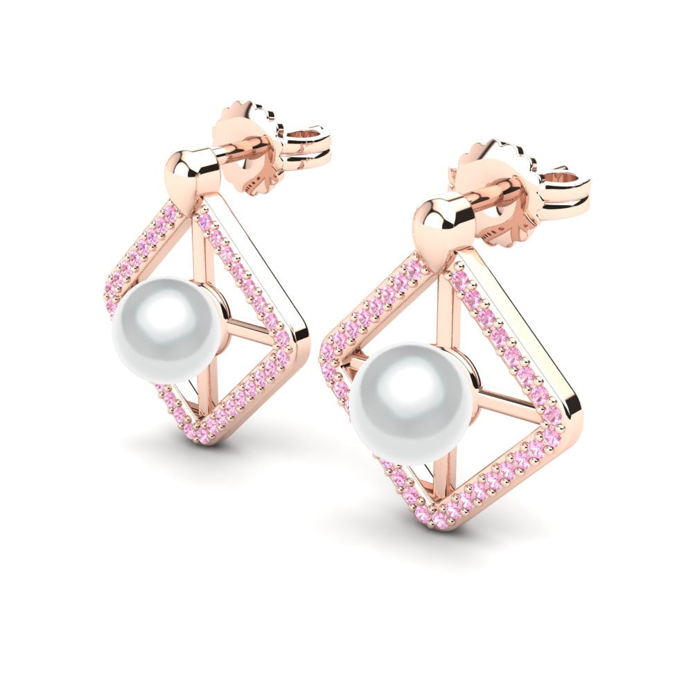 14k Oro Rosa Zafiro Rosado Pendiente de mujer Laconya Ø6 mm