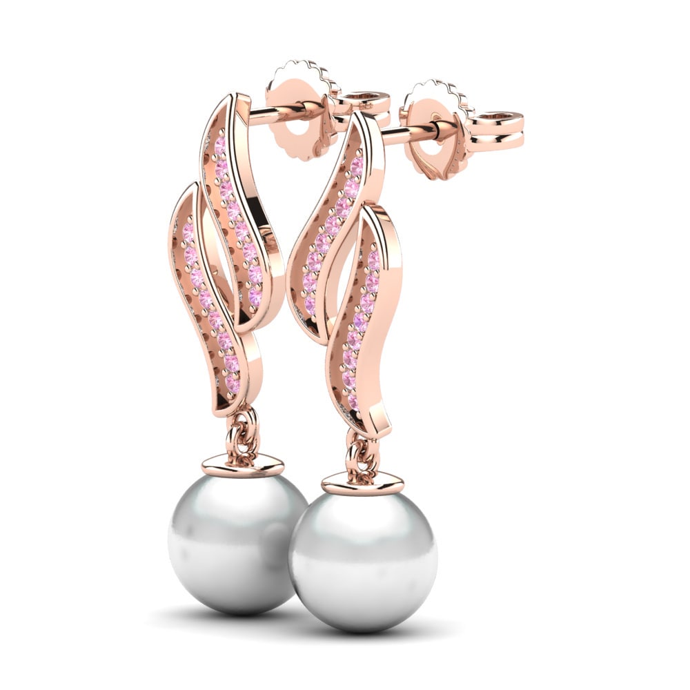 14k Oro Rosa Zafiro Rosado Pendiente de mujer Kiaralys Ø8 mm